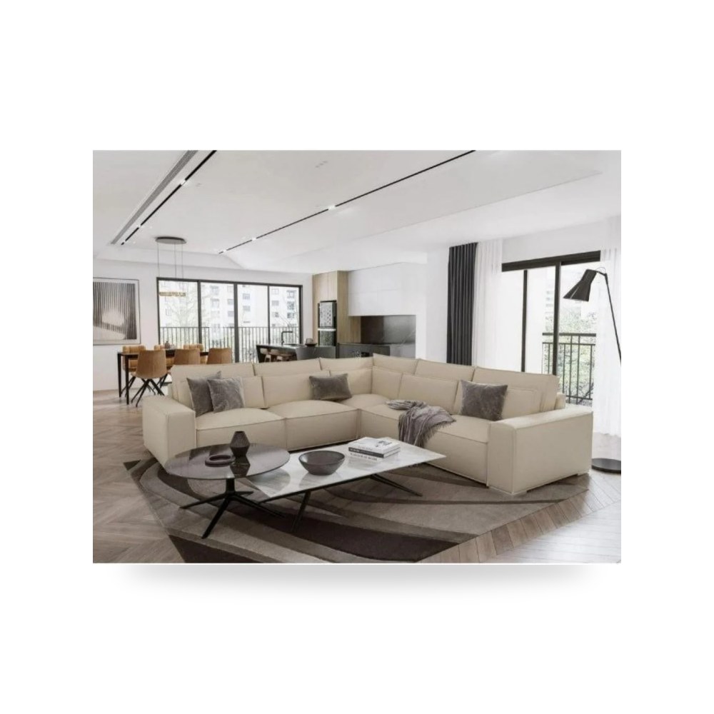 أريكة قطيفة بيج Royal Elegant L Shape 299×299 Royal Furniture موديل RF-HJ37