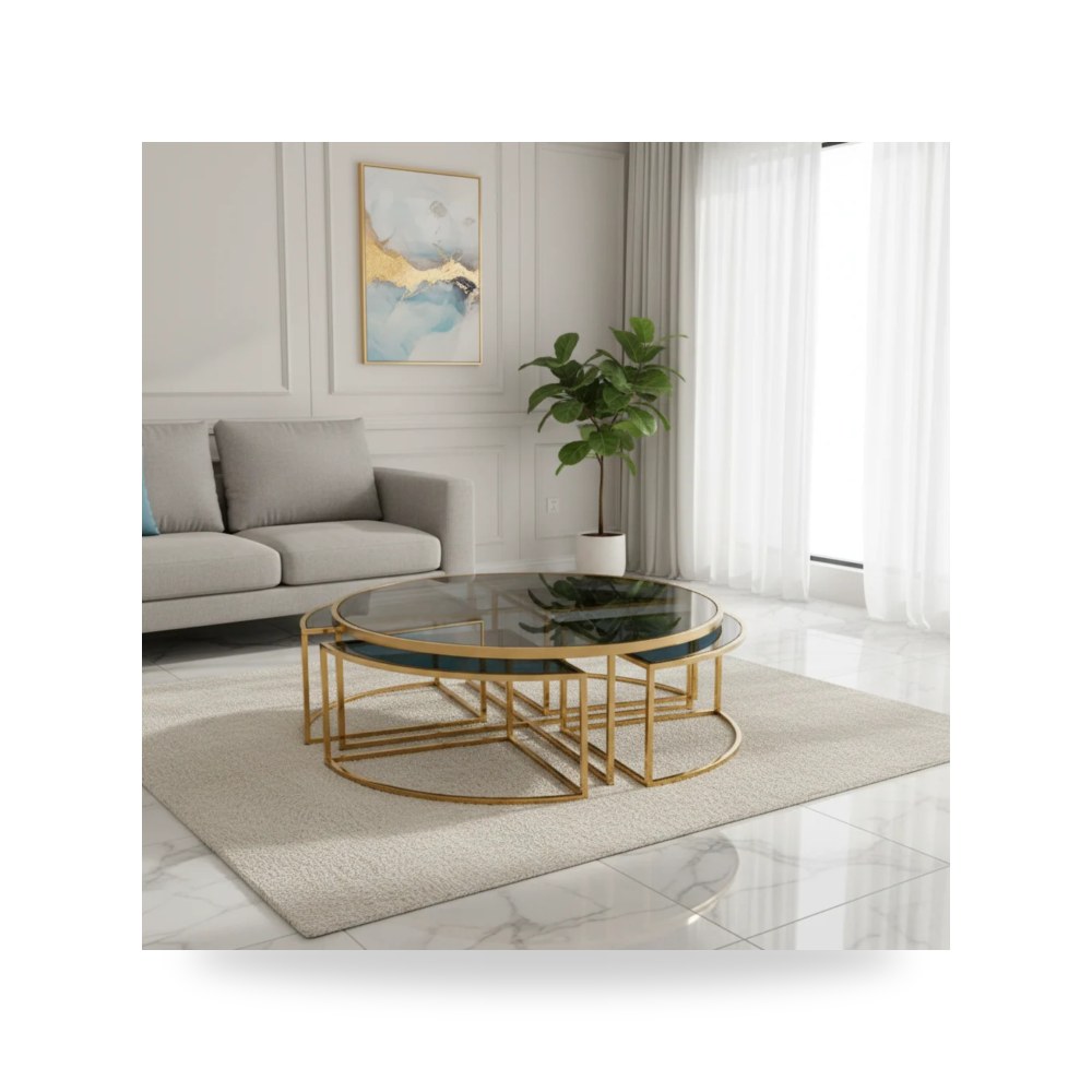 طاولة قهوة لغرفة المعيشة Mirror SET ذهبي روتس