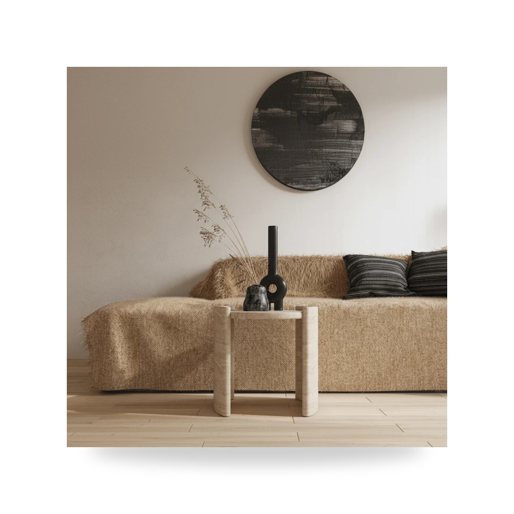 طاولة جانبية خدمة Travertine Finish روتس