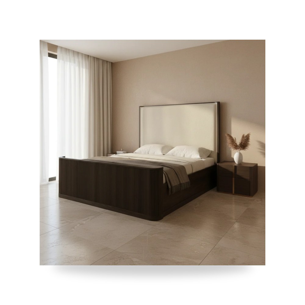 سرير نوم فاخر - سرير قماش أبيض Sylvie UPH Dark - طراز B-16000-5-KUB