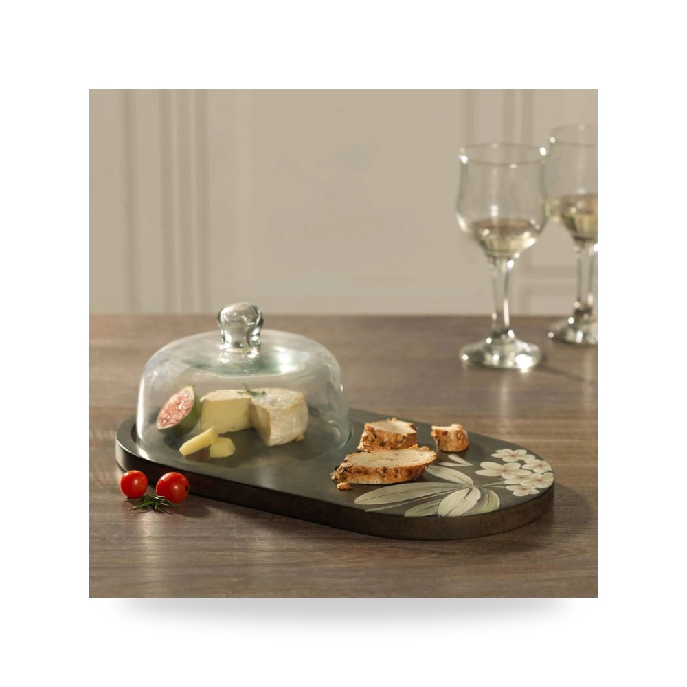 خشبي Frangipani Cloche Platter