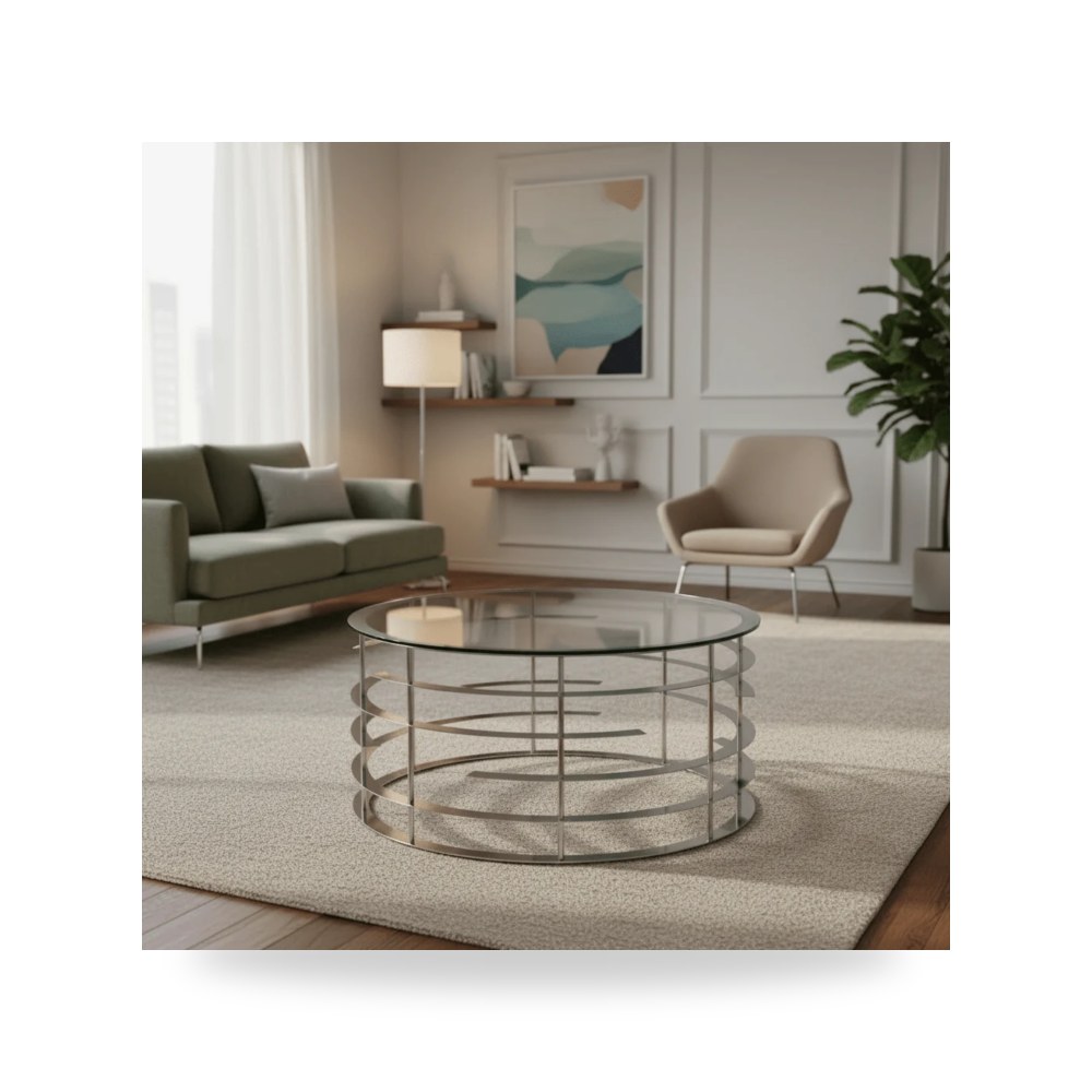 طاولة زجاج فضي METAL - GLASS COCKTAIL 36×17 من ساج بروك هوم Sagebrook Home