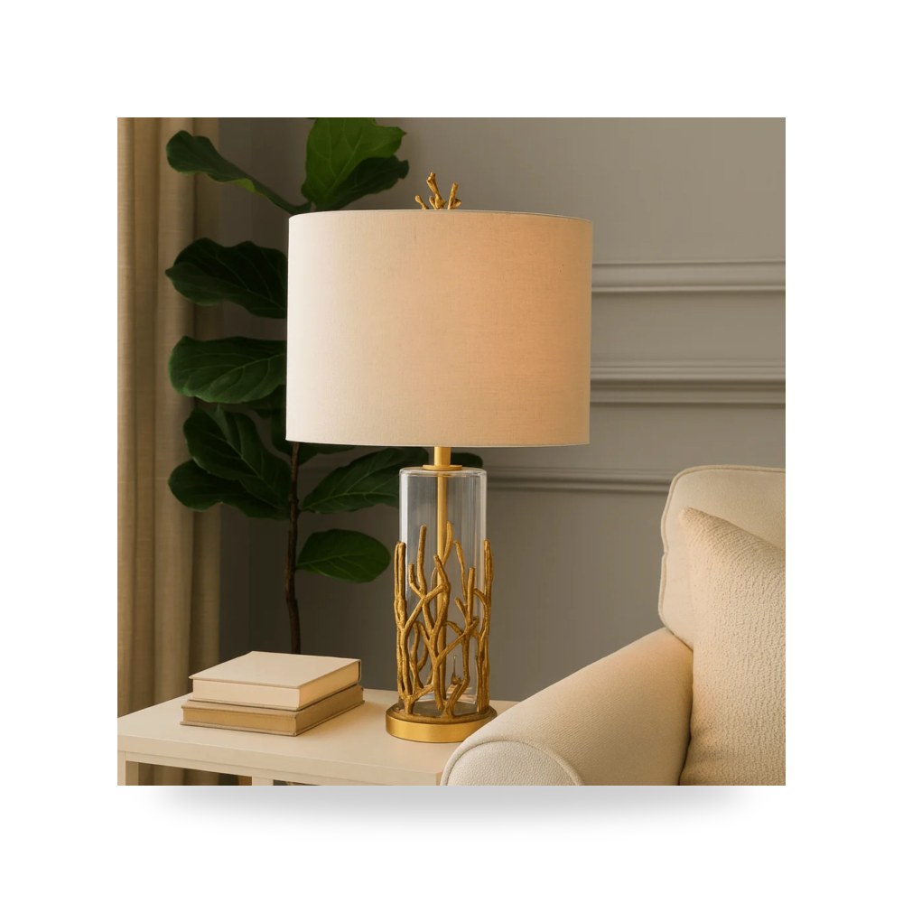 أباجورة طاولة ديكور POLY 28" CORAL , ذهبي Sagebrook Home موديل 50703