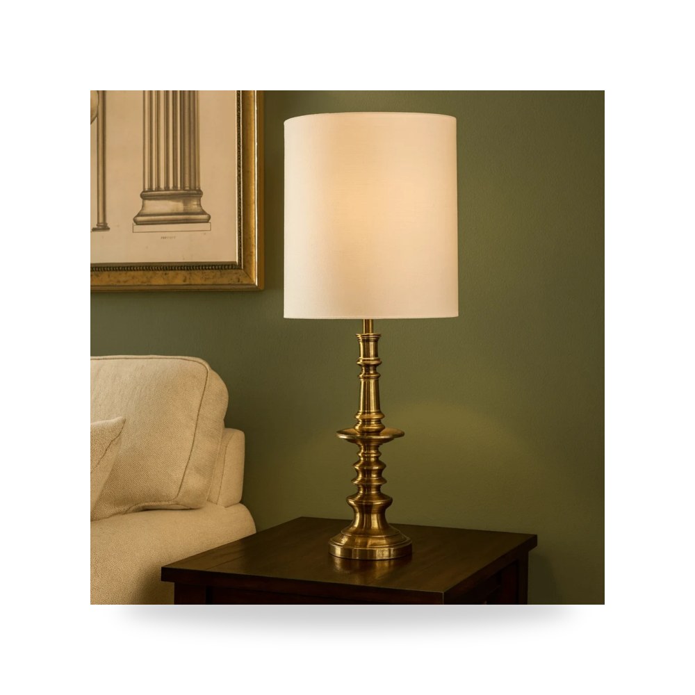 أباجورة طاولة ديكور METAL 40" TURNED BASE , ذهبي Sagebrook Home