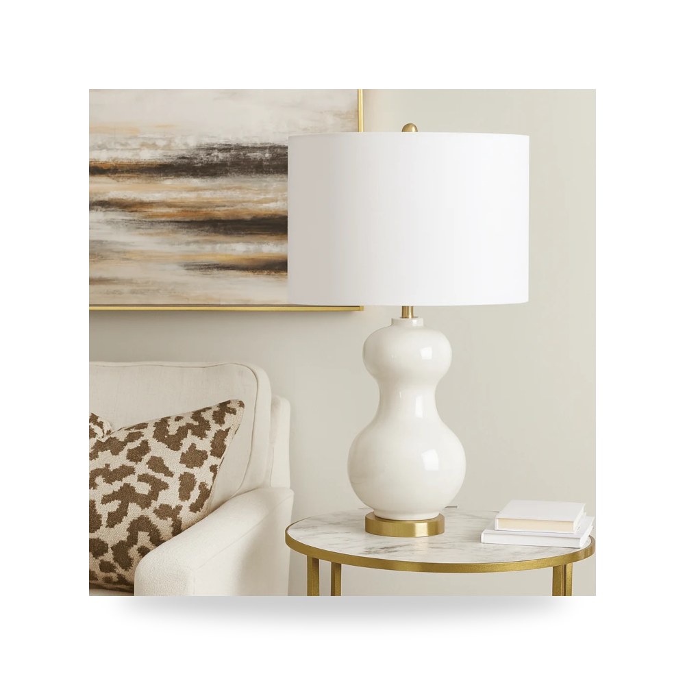 طاولة سيراميك عاجي BALL TABLELAMP, Sagebrook Home