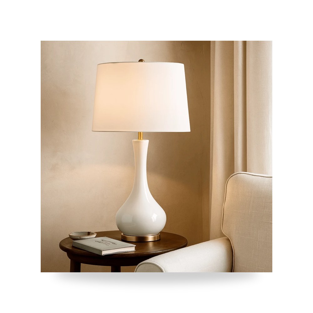 مصباح طاولة زجاج أبيض TEARDROP LAMP, WHITE من ساج بروك هوم Sagebrook Home