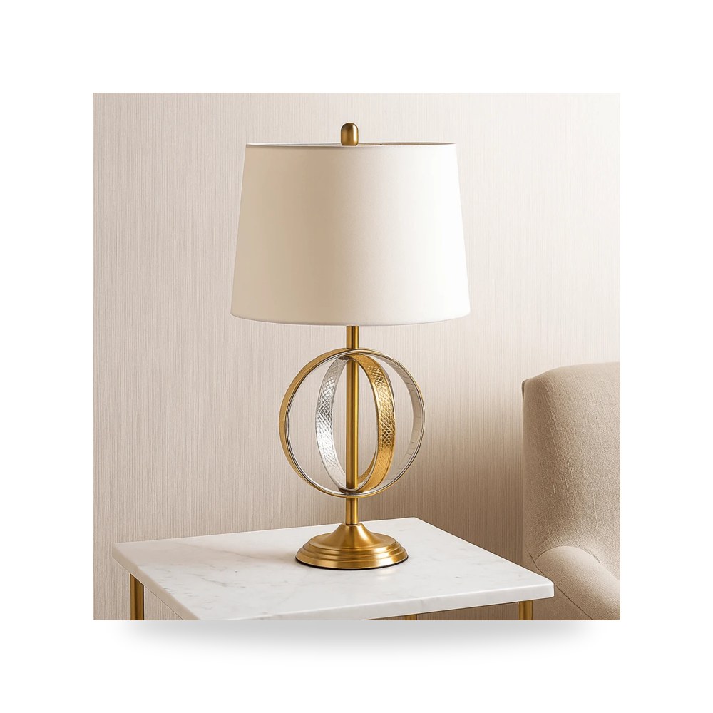 مصباح طاولة جلد فضي METAL Sagebrook Home