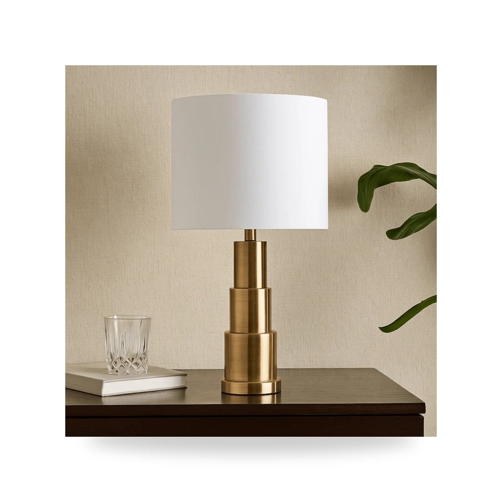 قلب كالون قفل سلندر METAL STACKED LAMP ذهبي Sagebrook Home موديل 50523