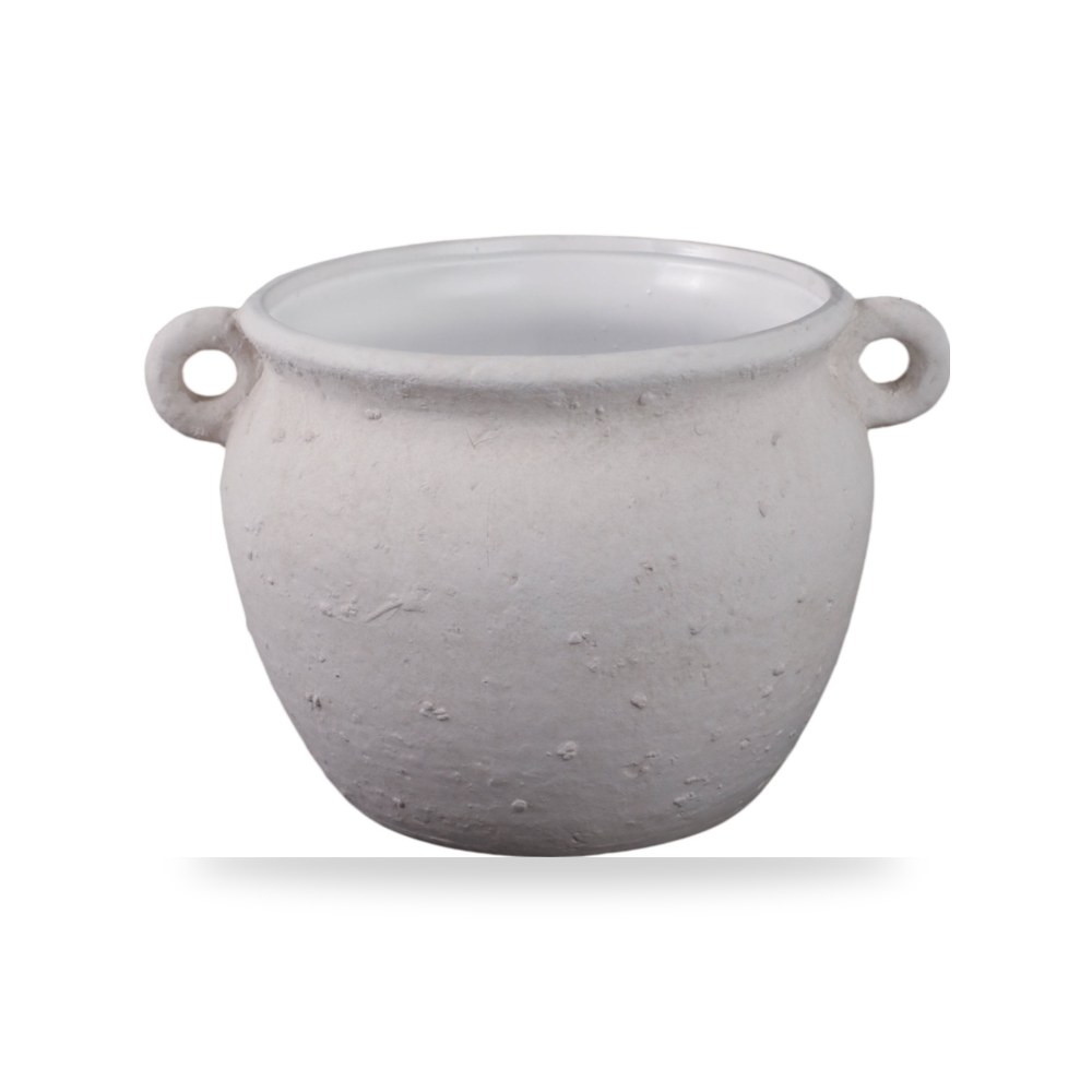 حوض زرع ونباتات ديكوري فاخر - Textured Stoneware Jug Planter White 10-inch - من Sagebrook