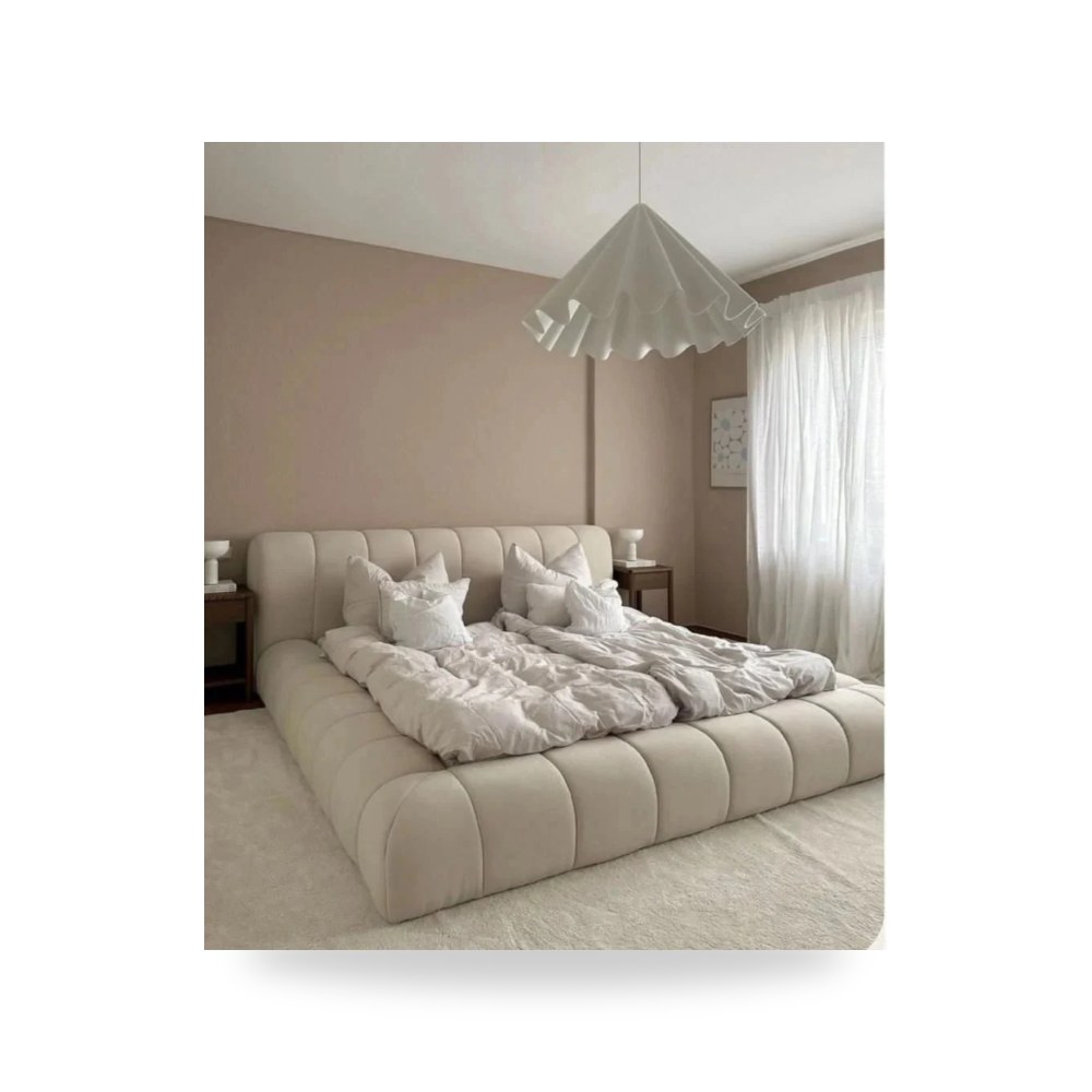 سرير قماش بيج Sama Chanel 200×200 Oak