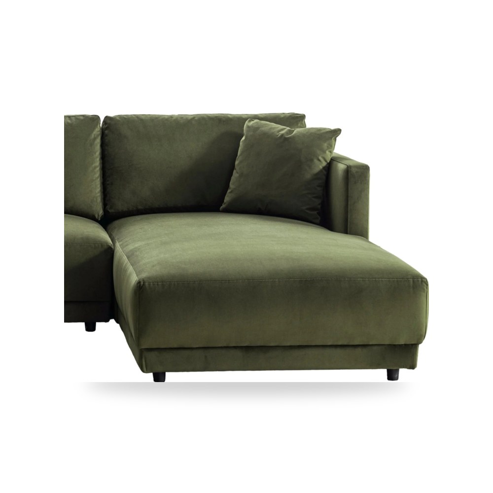 كراسي ومقاعد فاخرة - أريكة زاوية قطيفة أخضر Velano - طراز R0802-0026SC-R