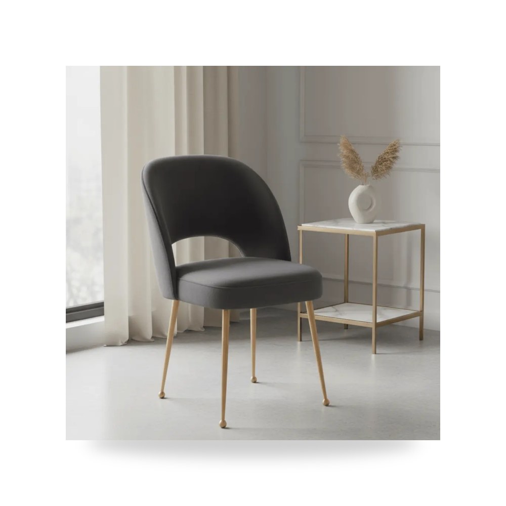 كرسي جلوس بتصميم أنيق - كرسي قطيفة رمادي Swell Dark TOV - من TOV Furniture - طراز TOV-D67