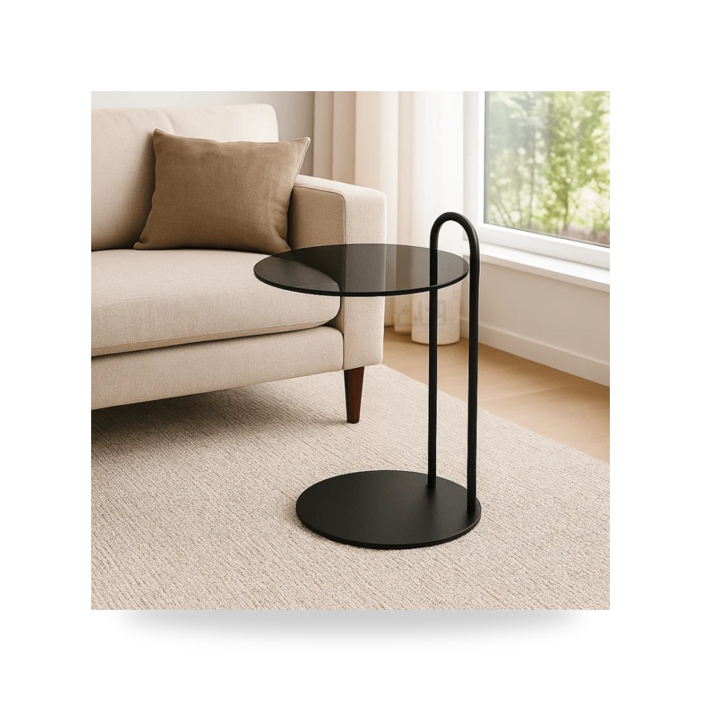 طاولة جانبية زجاج أسود Matte Metal موديل AR-CT-AR-10347 Otath