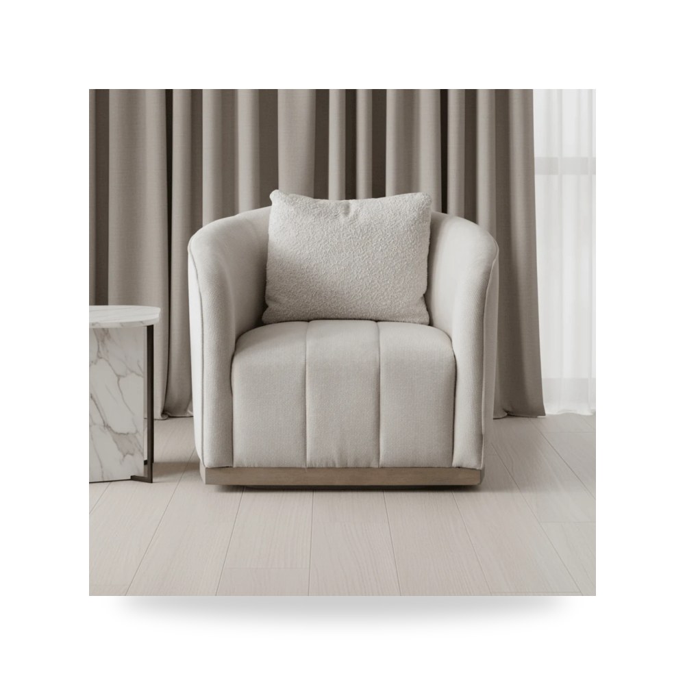 كرسي جلوس بتصميم أنيق - Sebastian Beige Chair - طراز R0802-000220