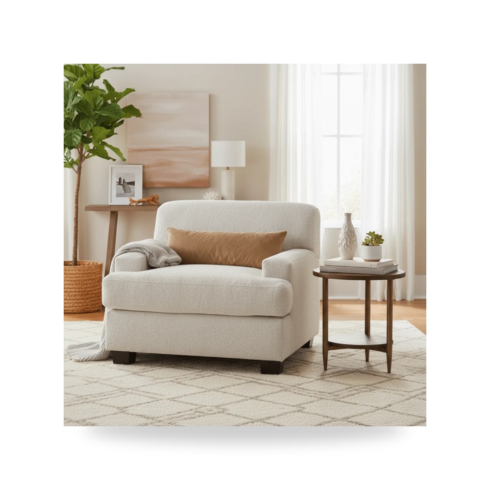 كرسي جلوس بتصميم أنيق - AlUla Beige Chair - طراز R0802-000120