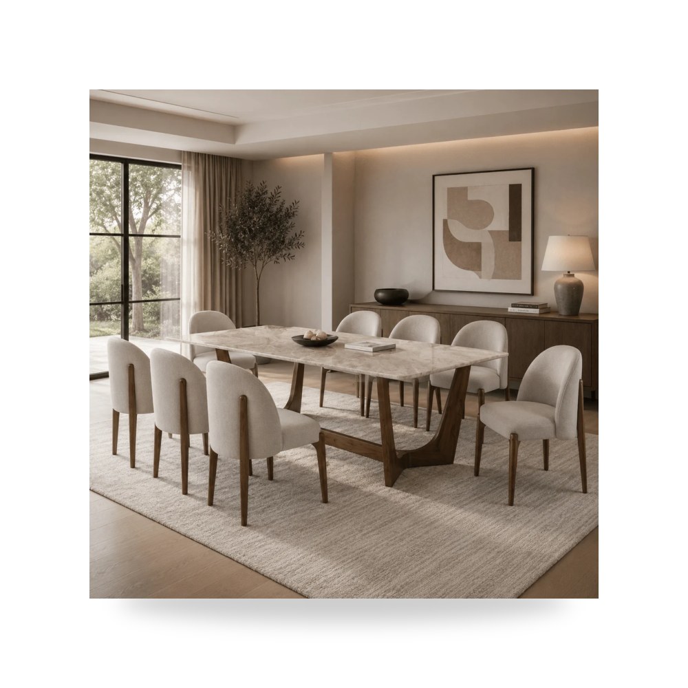كرسي طعام فاخر - طاولة طعام بيج Morgans Marble Seater