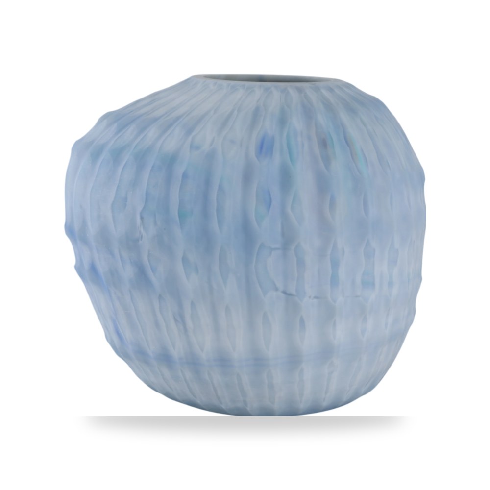 مزهرية فازة ديكور Warwick Carved Glass أزرق Sagebrook Home