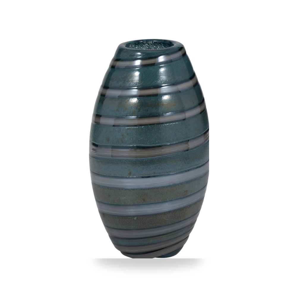 مزهرية فازة ديكور Santiago Striped Glass أزرق Sagebrook Home