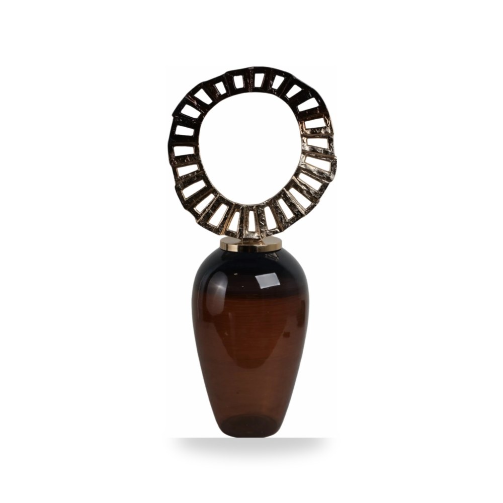 مزهرية فازة ديكور GLASS, WITH CROWN TOP, بني Sagebrook Home