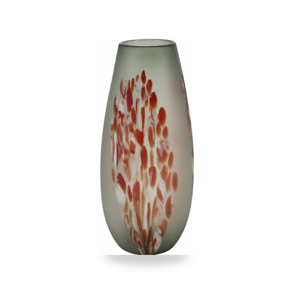 مزهرية فازة ديكور GLASS, FROSTED WITH DETAIL أحمر Sagebrook Home