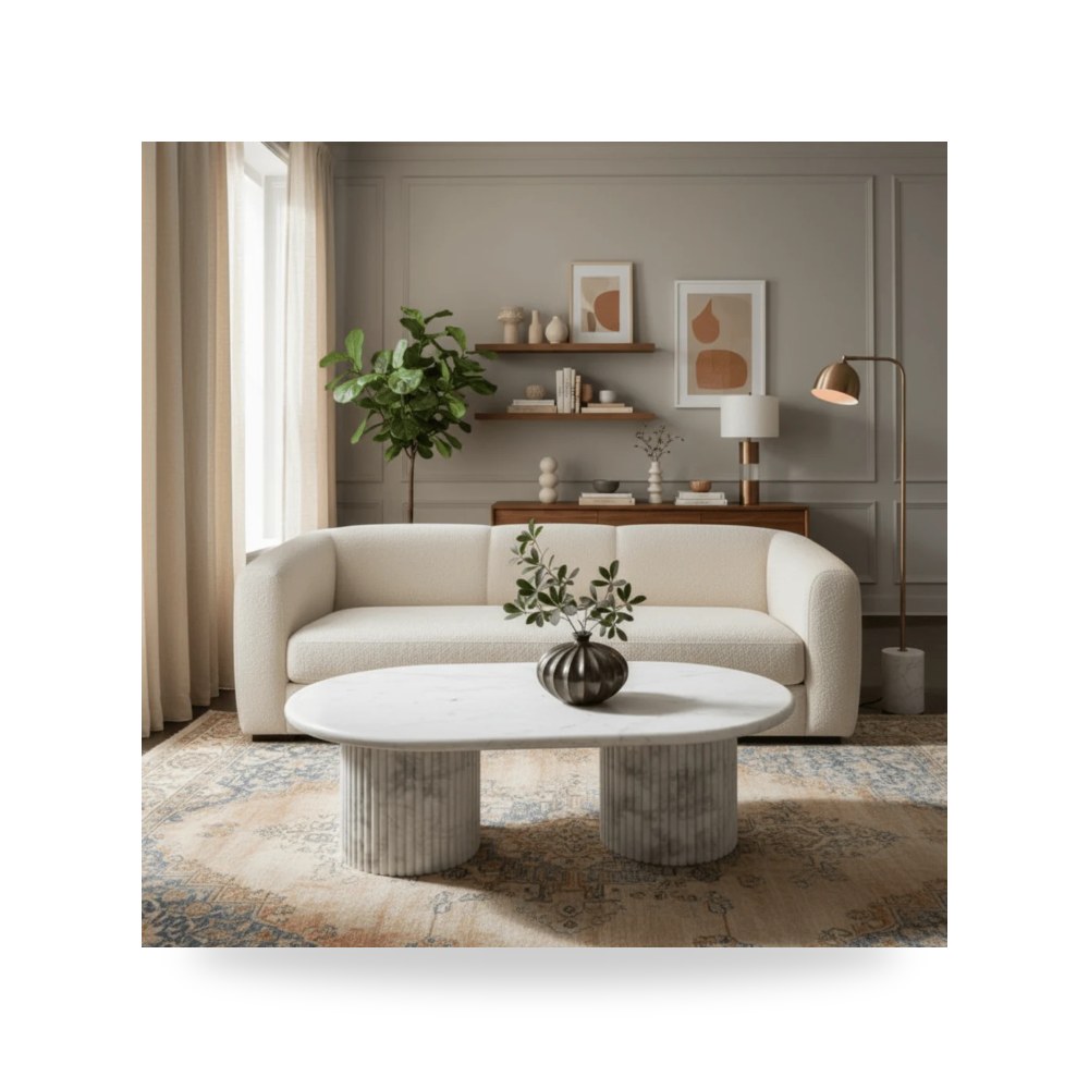 مرآة ديكور جدارية طاولة قهوة أبيض Alhome