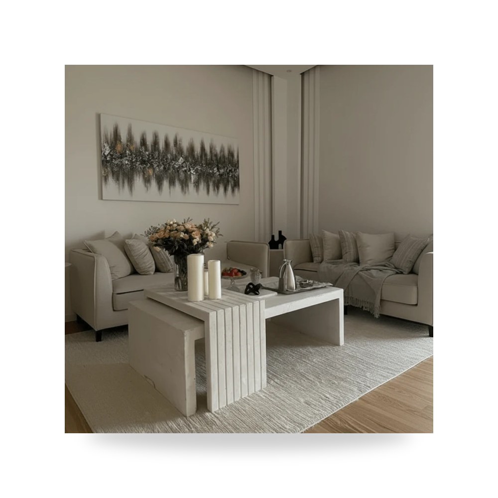 مرآة ديكور جدارية طاولة قهوة أبيض Alhome