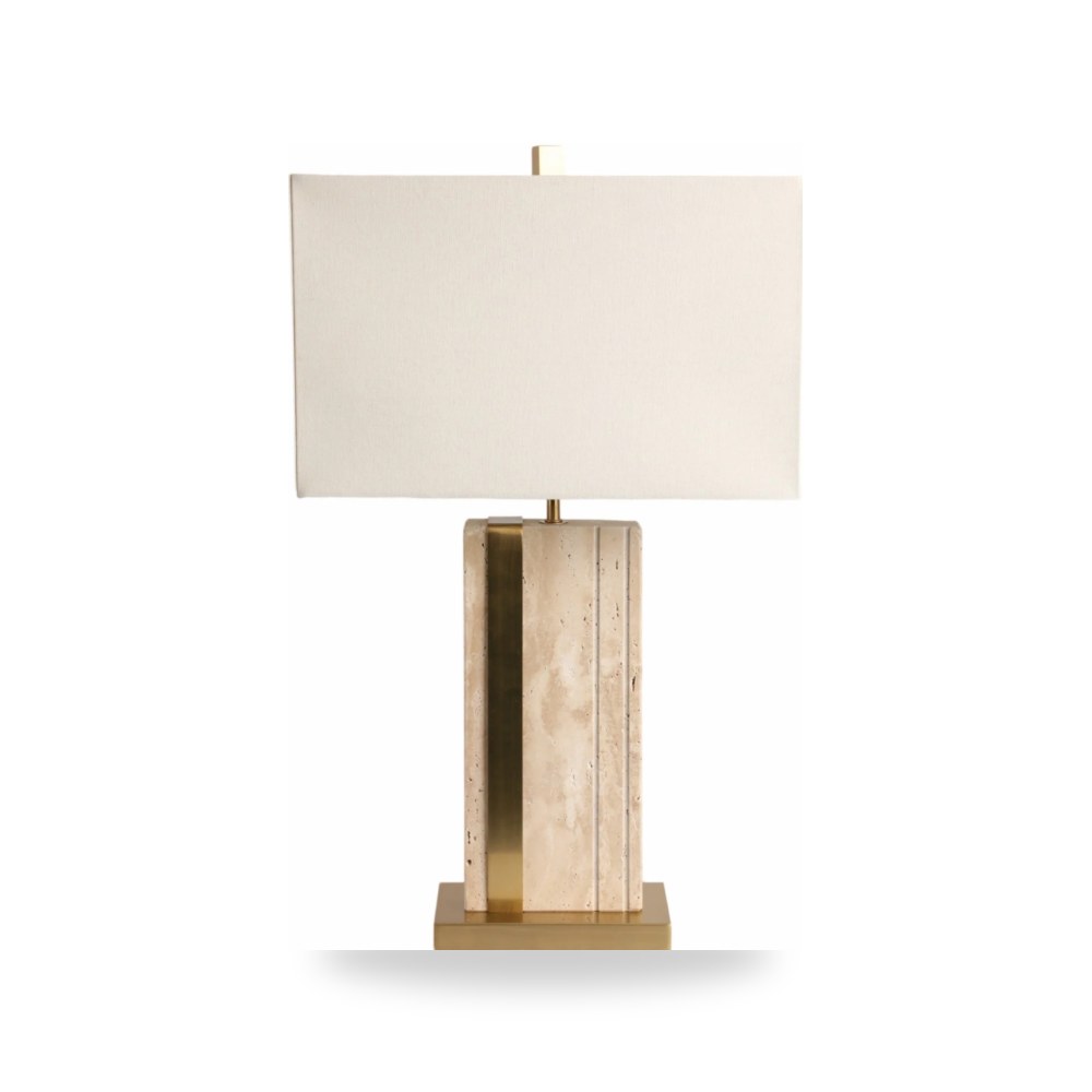 أباجورة إضاءة طاولة ومكتب 26" Hallberg Travertine , - ivory ذهبي Sagebrook Home