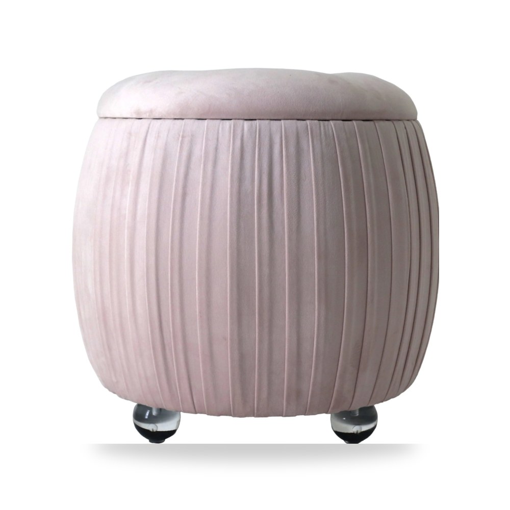 كراسي ومقاعد فاخرة - 19 Newry Pink Velvet Storage Stool - من Sagebrook Home