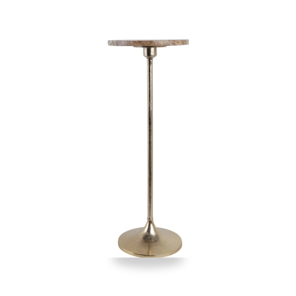 طاولة 27x10" Marble Top Drink , Tan - ذهبي Sagebrook Home