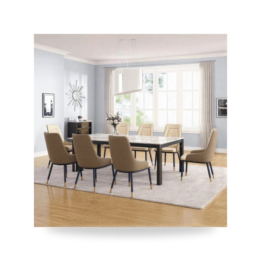 كرسي طعام فاخر - طقم غرفة طعام ذهبي Otath معتمد - طراز AA-DT-3316Beige-8