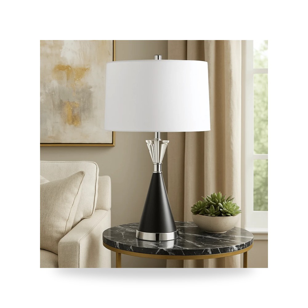 أباجورة إضاءة طاولة ومكتب 26" LEANDRAS CRYSTAL AND MARBLE Sagebrook Home