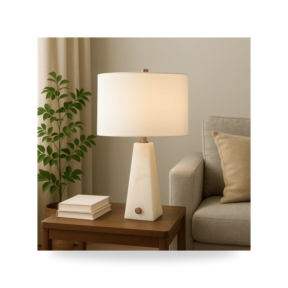 أباجورة إضاءة طاولة ومكتب 26" LAUREL ALABASTER , أبيض Sagebrook Home