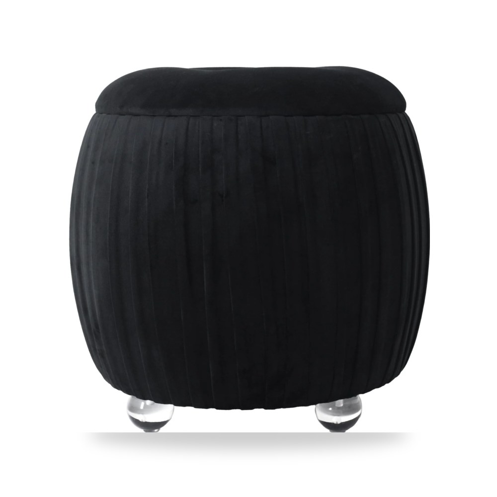 كراسي ومقاعد فاخرة - 19 Newry Black Velvet Storage Stool - من Sagebrook Home