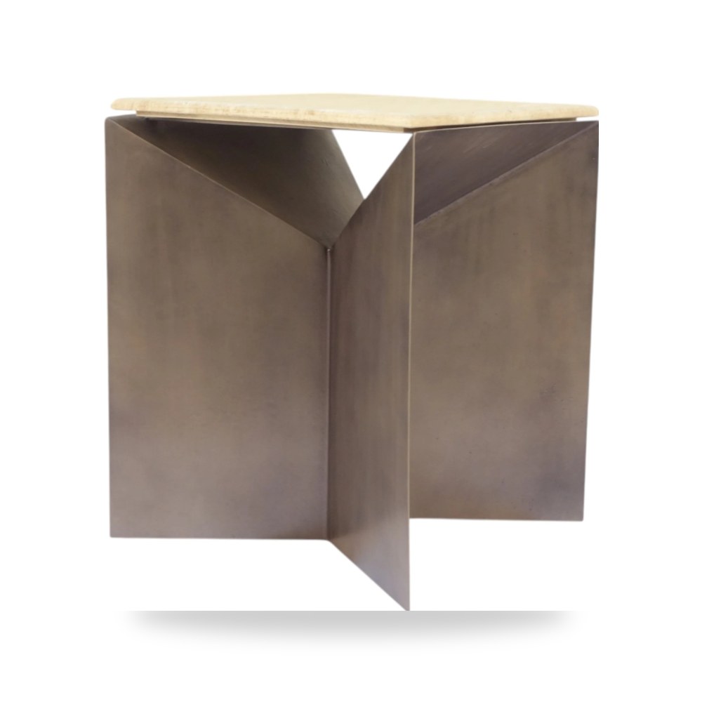 طاولة 25" Besancon Metal And Travertine Accent Sagebrook Home
