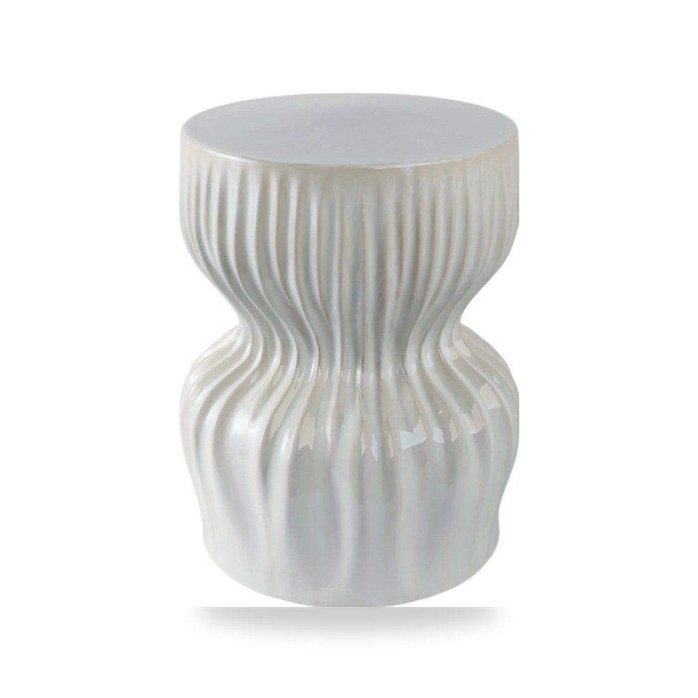 كراسي ومقاعد فاخرة - 15x18 Utena White Garden Stool - من Sagebrook Home - طراز EV21993