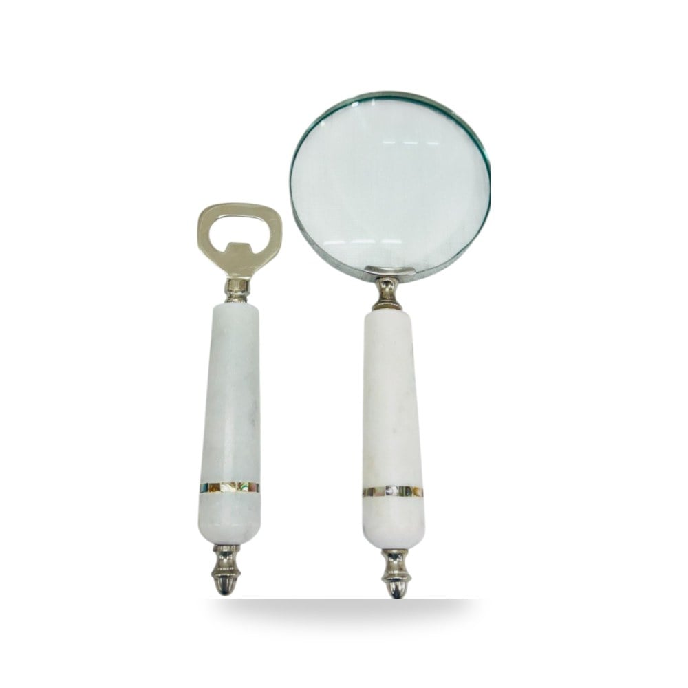 قارورة زجاجية ديكور 10" Romer Abalone Magnifying Glass And Sagebrook Home