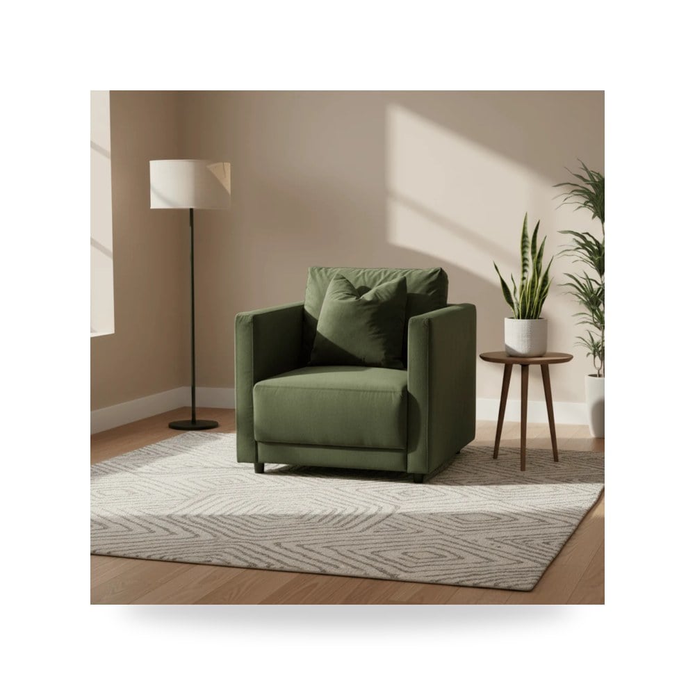 كرسي جلوس بتصميم أنيق - كرسي قطيفة أخضر Velano - طراز R0802-002622