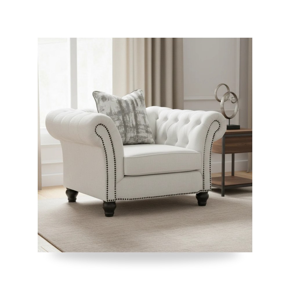 كرسي جلوس بتصميم أنيق - كرسي كريمي Chesterfield - طراز R0802-002121