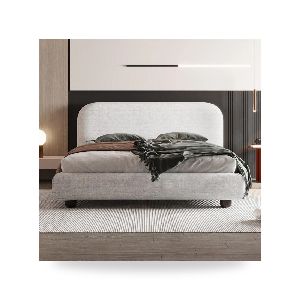 سرير نوم فاخر - Modern Off-White Chenille Bed by Alhome 200x200 - طراز 110114020
