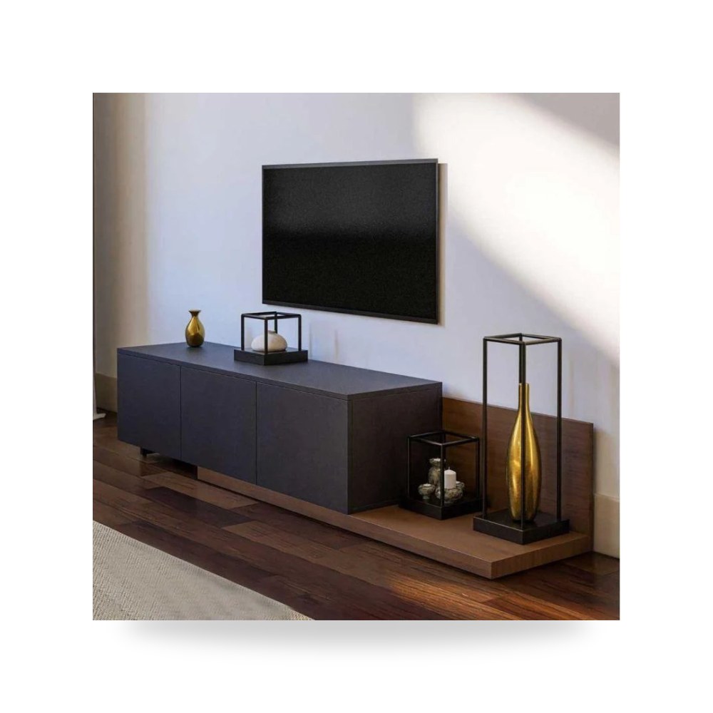 وحدة تلفزيون خشب أسود Alhome 200×40