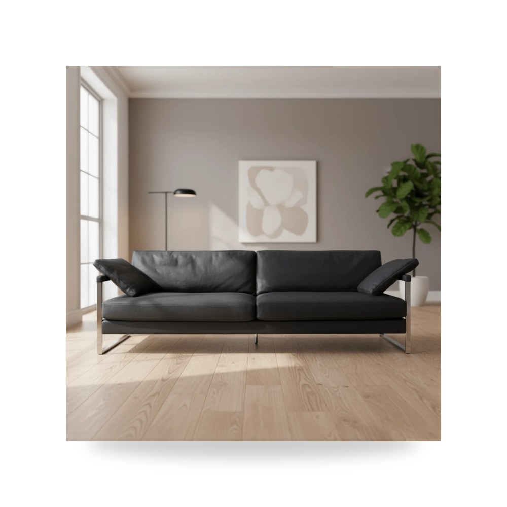 كنب غرفة المعيشة Winter Leather أسود روتس