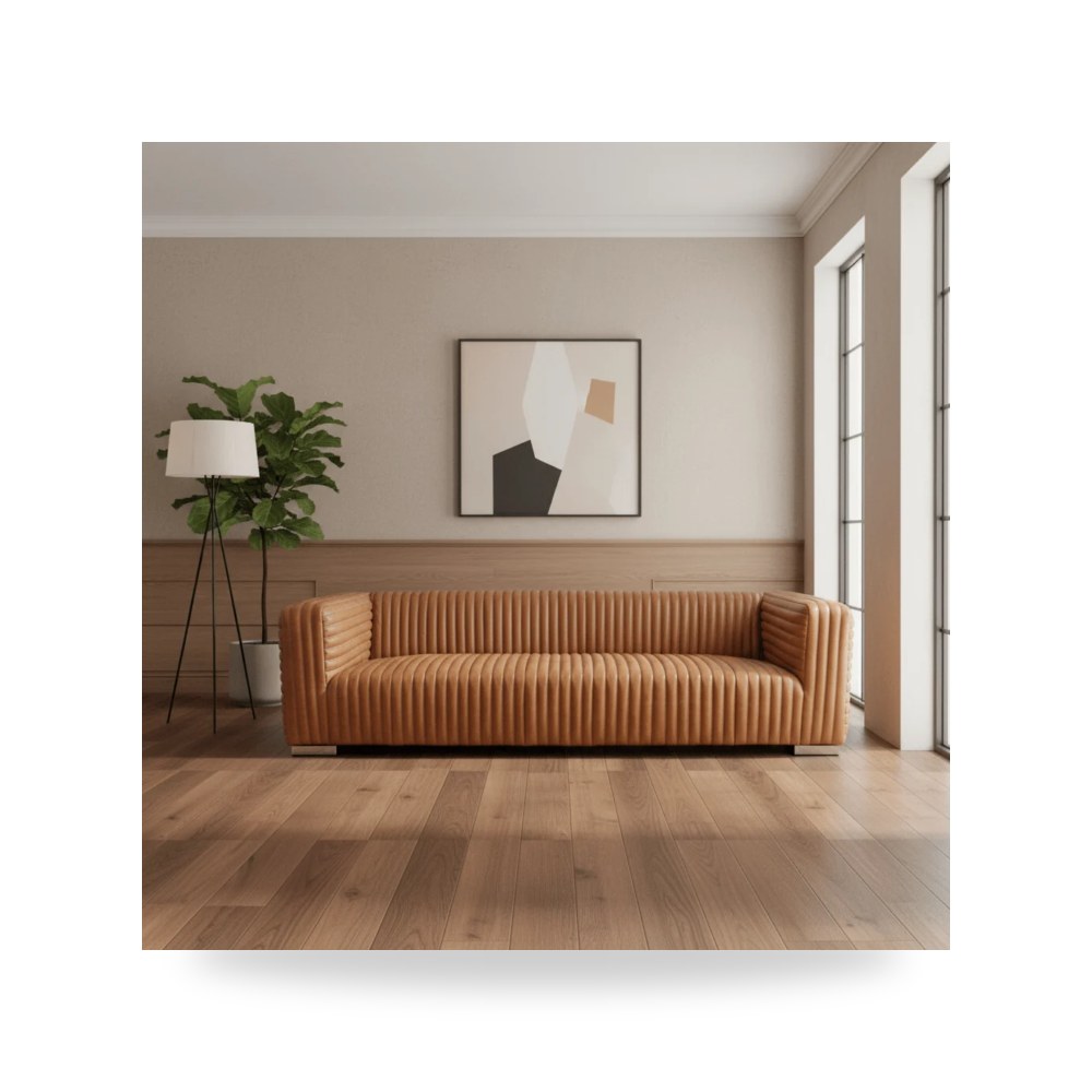 كنب غرفة المعيشة Autumn Leather بني روتس