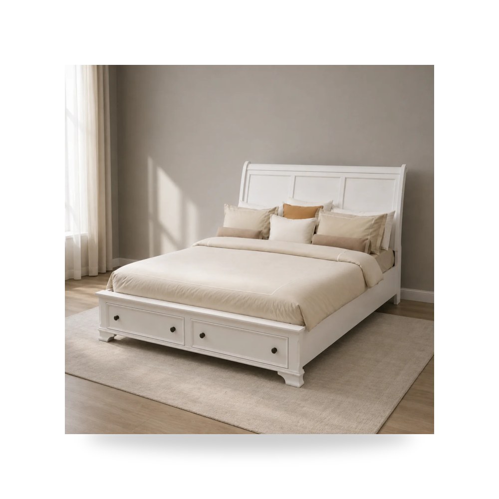 سرير نوم فاخر - سرير نوم أبيض موديل RF 1929 - طراز RF-1929-B6077W-Bed