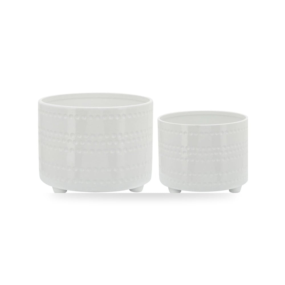 تحف وديكورات حدائق خارجية - أبيض S - 2 PLANTERS معتمد - من Sagebrook Home - طراز 15914-03