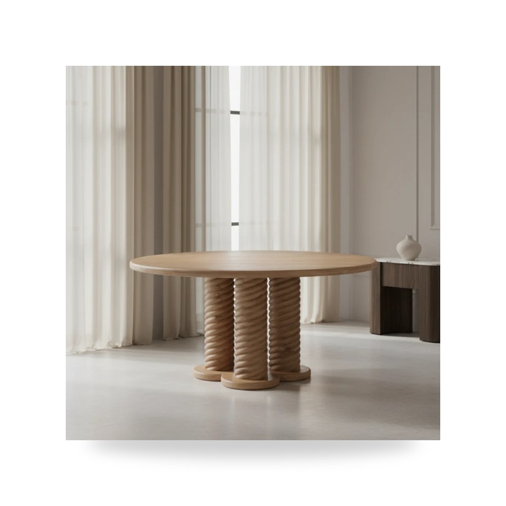 طاولة طعام Treccia Round Oak موديل BB-1028-24-0 Moe's Home
