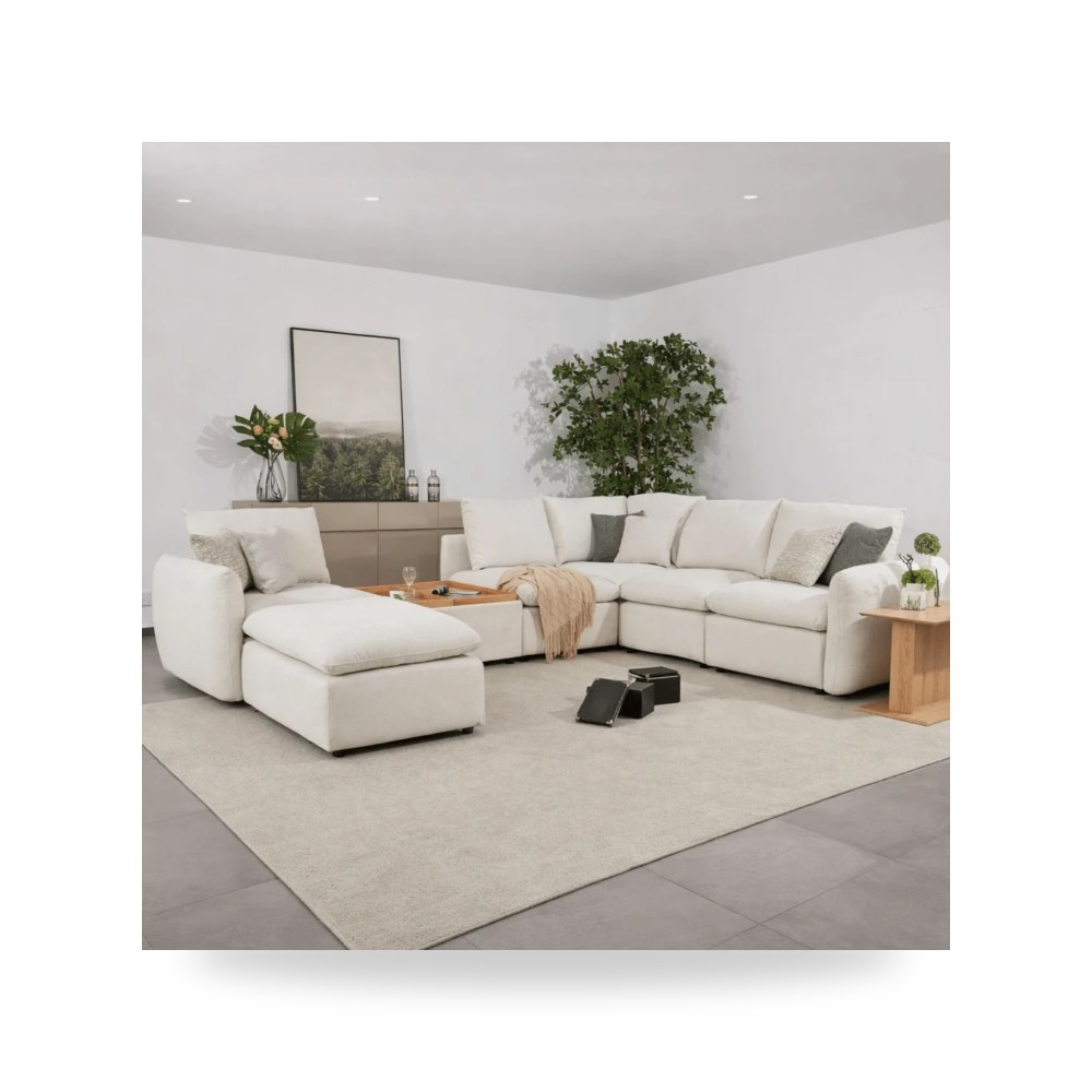 كراسي ومقاعد فاخرة - أريكة زاوية بيج Anees - طراز R2270-0002SC