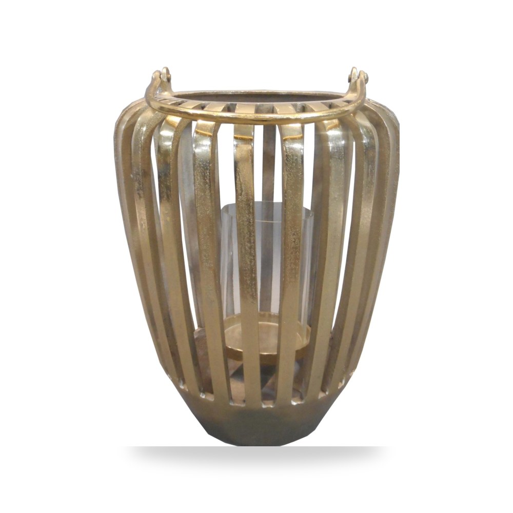 حامل شموع وشمعدان ألمنيوم فاخر لون ذهبي مقاس 39×29 سم موديل 100092118 Alrugaib Furniture