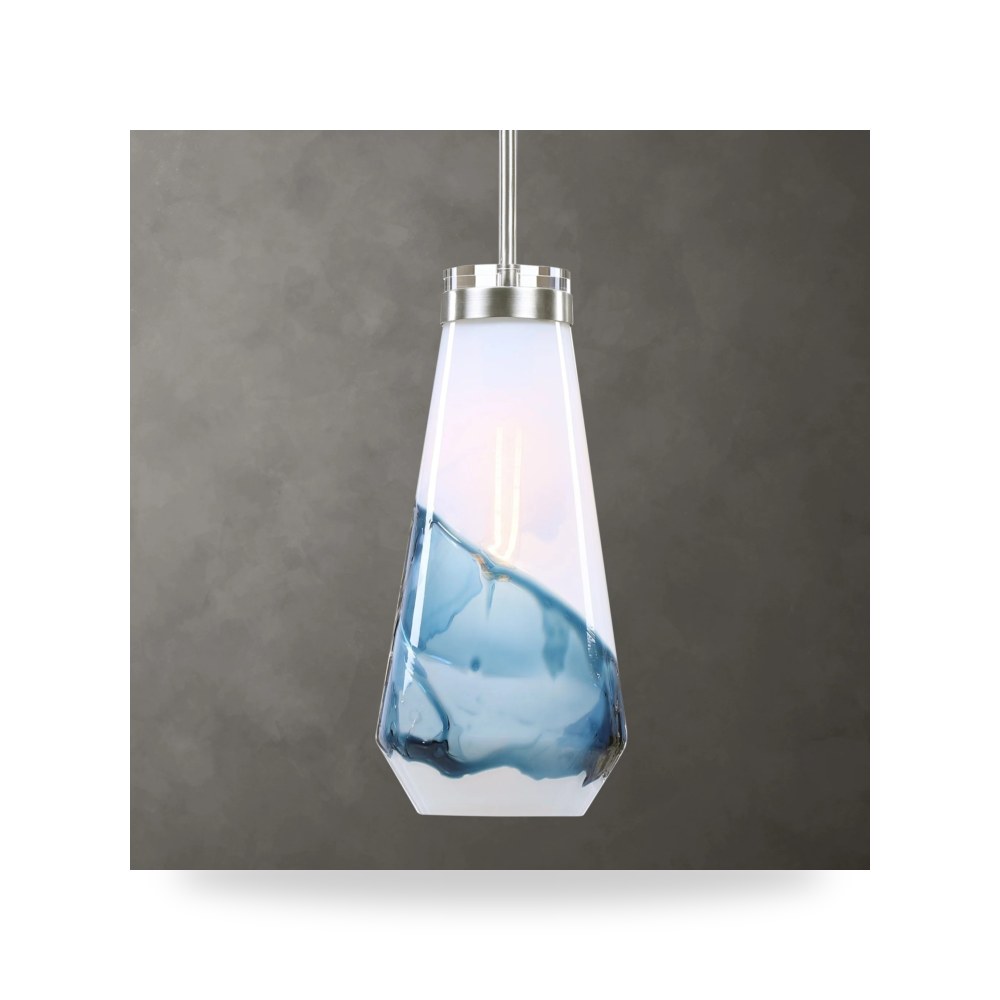 مصباح إضاءة متدلي - Windswept Blue & White 1-Light Mini Pendant - من Uttermost