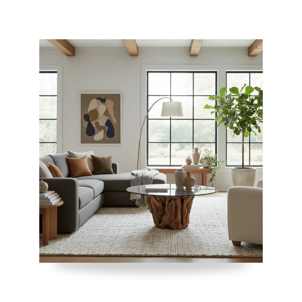 طاولة قهوة لغرفة المعيشة Driftwood Glass Top أترموست Uttermost