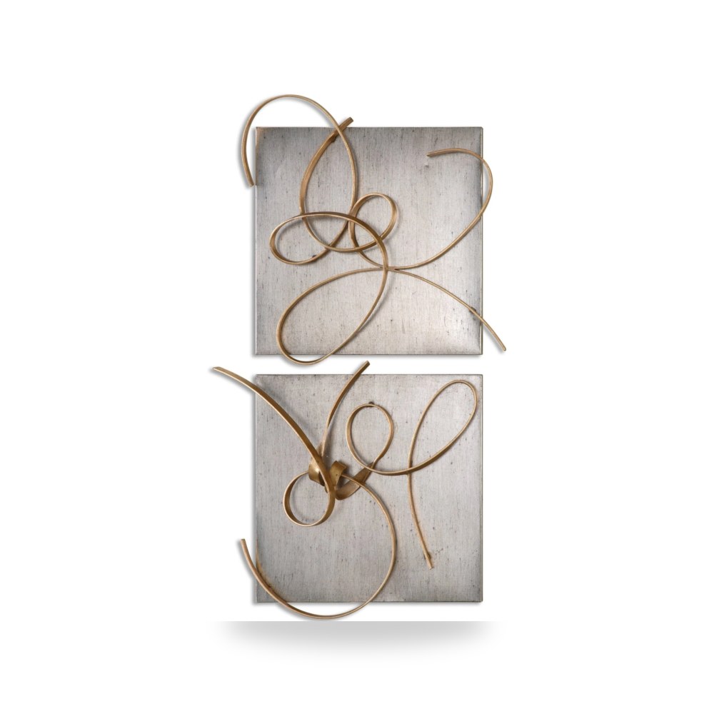مرآة ديكور جدارية ديكور جداري معدن طقم قطعتين Uttermost